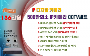 최고급형 500만화소 IP디지탈 카메라 CCTV세트 /실내.외용 4대